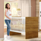 Berço Life Branco Com Madeirado Ipê Em Mdf Com Colchão Tigus