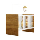 Berço Life Branco Com Madeirado Ipê Em Mdf Com Colchão Tigus