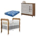 Berço Lila E Cômoda Mariah Branco Acetinado Amadeirado Com Co