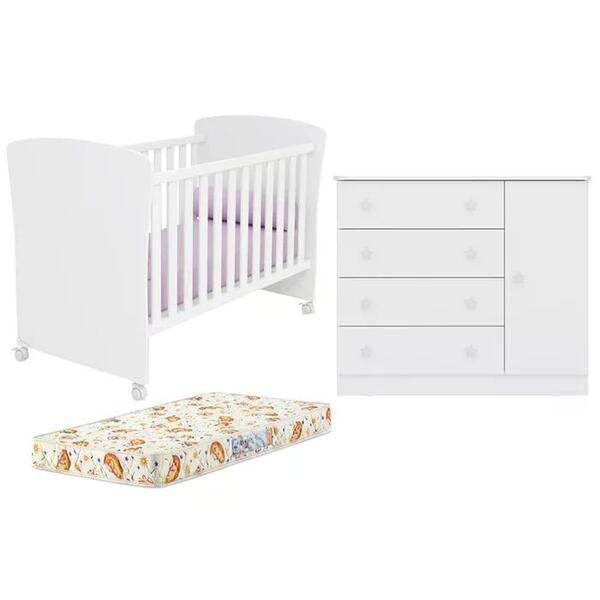 Berço Mini Cama 2484 E Comoda 2561 Doce Sonho Com Colchao E R