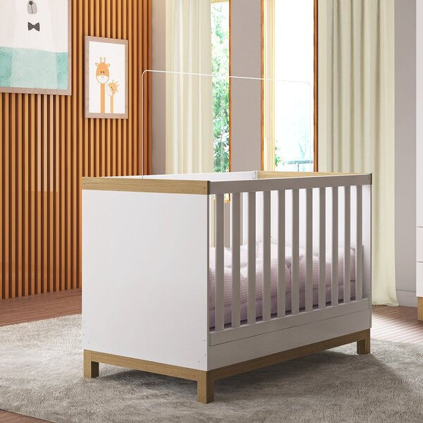 Berço Mini Cama 2 Em 1 Americano Em Mdf Louis Móveis Peroba B