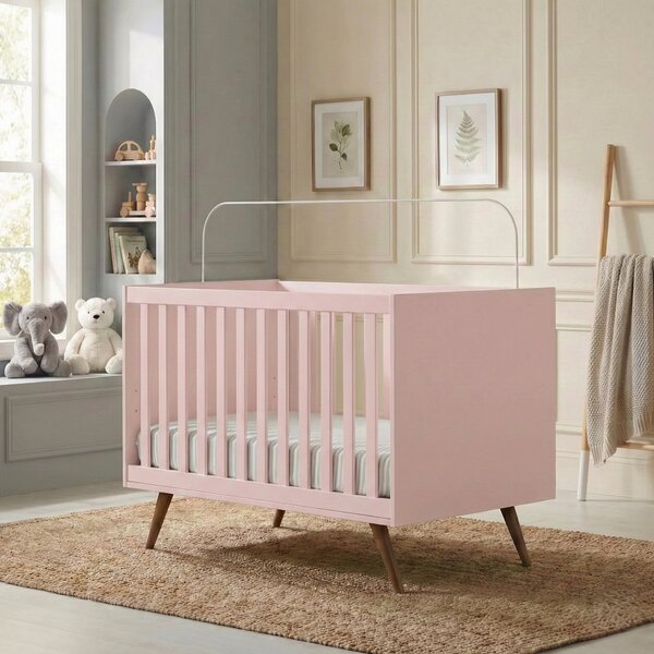 Berço Mini Cama 3 Em 1 Americano 100% Mdf Ayla Rosê