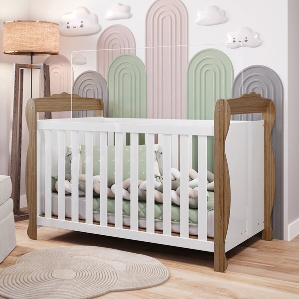 Berço Mini Cama 3 Em 1 Americano 100% Mdf Cocada Branco/carva