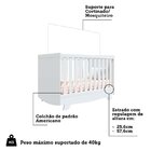 Berço Mini Cama 3 Em 1 Americano 100% Mdf Kakau Retrô Branco