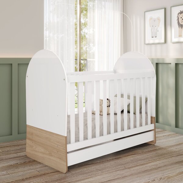 Berço Mini Cama 3 Em 1 Mdf/mdp Magia Branco/marrom