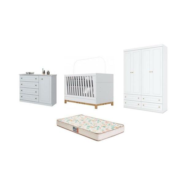 Berço Mini Cama Alegria, Cômoda Americano E Guarda Roupa Miss