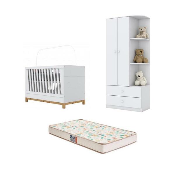 Berço Mini Cama Alegria E Guarda Roupa Labirinto Branco E Col