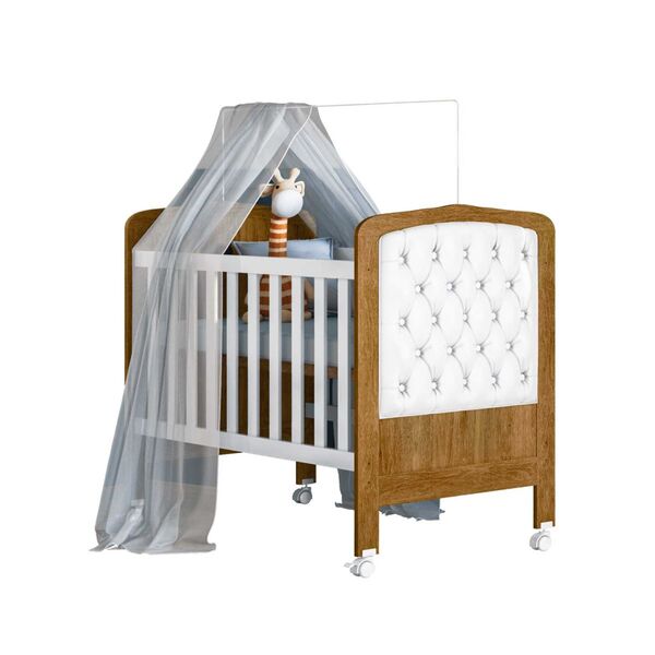 Berço Mini Cama Allegra Capitone Ii Tigus Baby  Branco/ipê