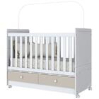 Berço Mini Cama Aquarela Com Colchão D18 De 10cm Bege - Branc