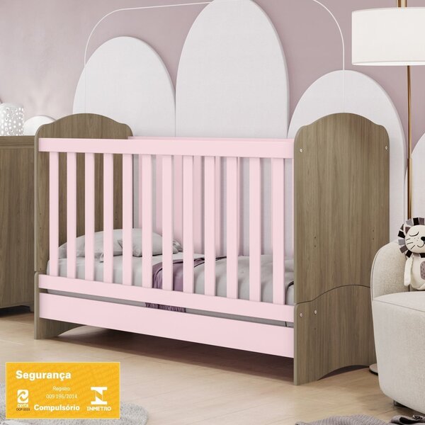 Berço Mini Cama Bala De Menta Rústico/rosa Chá