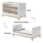 Berço Mini Cama Cozy - Branco/ Carvalho