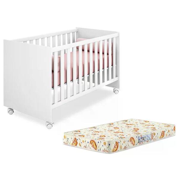 Berço Mini Cama Doce Sonho 1344 Com Rodizios E Colchao Qmovi