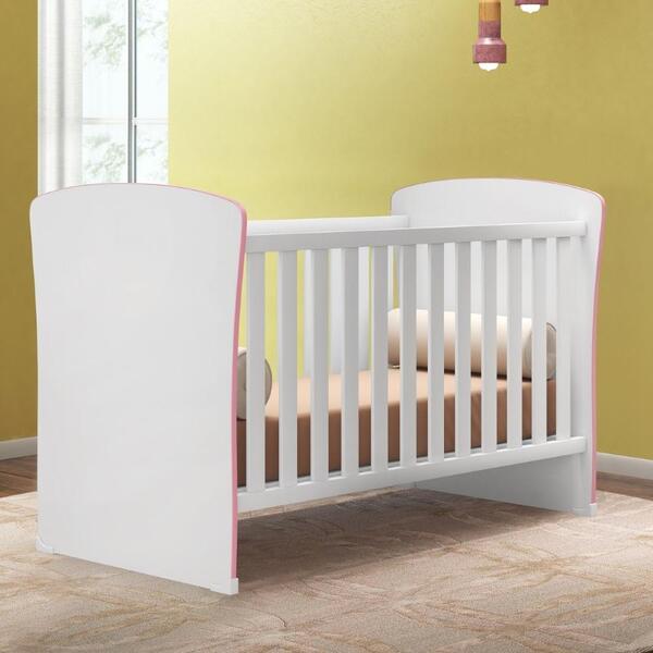 Berço Mini Cama Pedro Menininha Branco Rosa