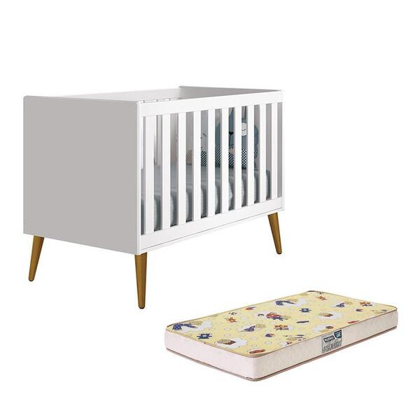 Berço Mini Cama Theo Retrô Com Pés Amadeirado E Colchão D18 -