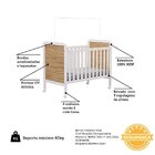 Berço Minicama 2 Em 1 Americano 100% Mdf Cloe Branco Brilho/a