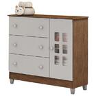 Berço Mirelle E Cômoda Mariah Branco Acetinado Amadeirado Com