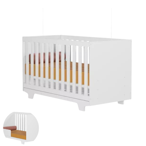 Foto de Berço Moderno 2x1 Suporte Mosquiteiro Prático Branco Branco