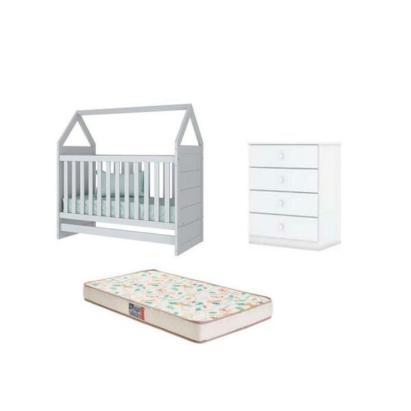 Berço Montessoriano Americano E Cômoda Amarelinha Branco E Co