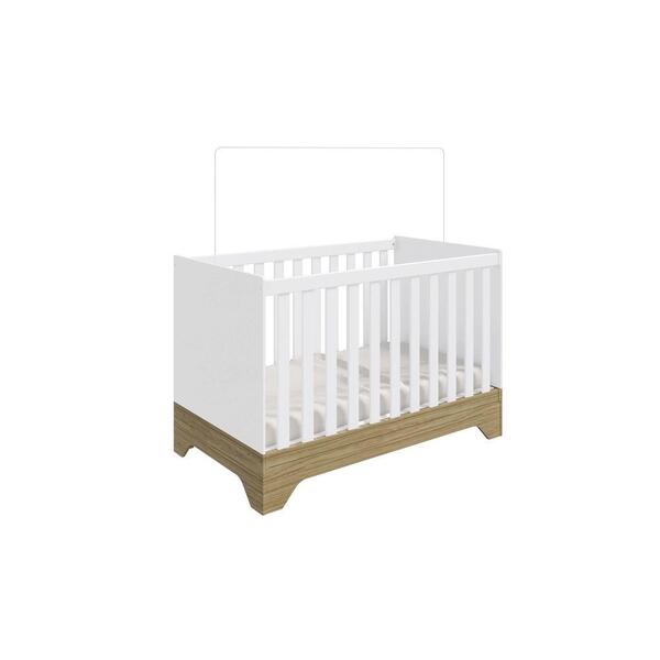Berço Móveis Peroba Popy Retrô Em Mdf Branco Brilho/carvalho