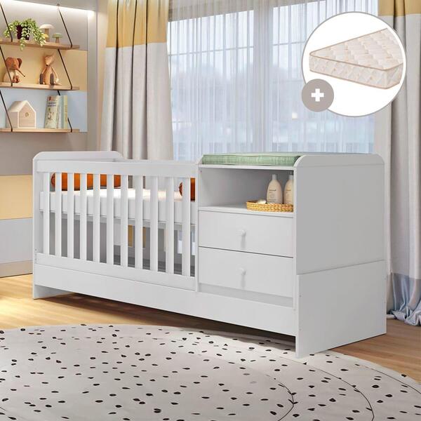 Berço Multifuncional Americano Com Colchão Selena Branco Caro