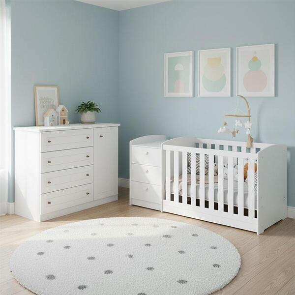 Berço Multifuncional Atlanta E Cômoda Infantil Americano Ambi