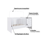 Berço Multifuncional Cama Com Cômoda Bb680 3 Gavetas Completa