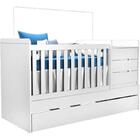 Berço Multifuncional Cleo Com Cômoda Blenda Branco Acetinado