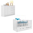 Berço Multifuncional Cleo Com Cômoda Blenda Branco Acetinado