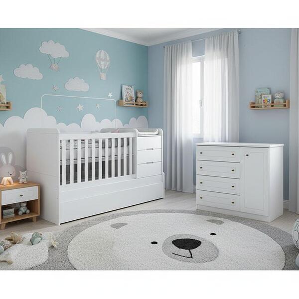 Berço Multifuncional Cleo E Cômoda Infantil Mississipi Ambien