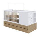 Berço Multifuncional Com Cama Auxiliar 3 Gavetas Aveiro Oak/b