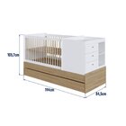 Berço Multifuncional Com Cama Auxiliar 3 Gavetas Aveiro Oak/b