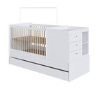 Berço Multifuncional Com Cama Auxiliar 3 Gavetas Branco