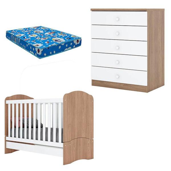 Berço Nacional Bala De Menta E Cômoda Infantil Pique-esconde