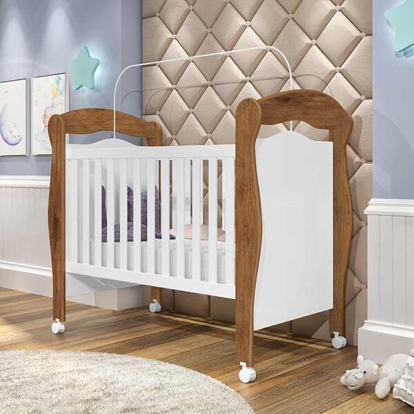 Berço Que Vira Cama Clássico Com Rodízios Jequitibá Branco Pi