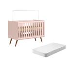 Berço Retro Gael Rosa Com Colchao