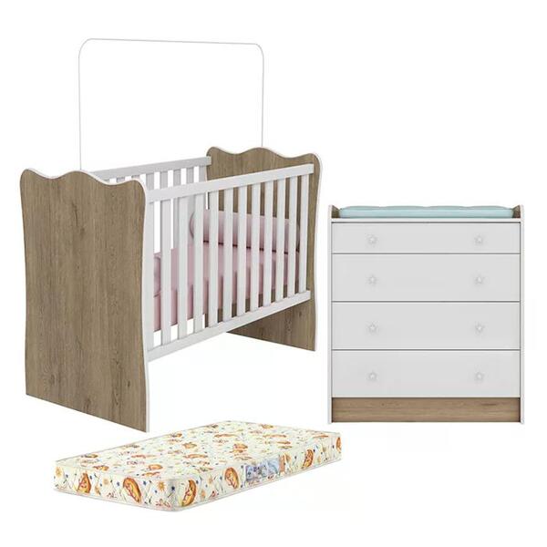 Berço Simples 1 E Comoda 2523 Doce Sonho Com Colchao Qmovi