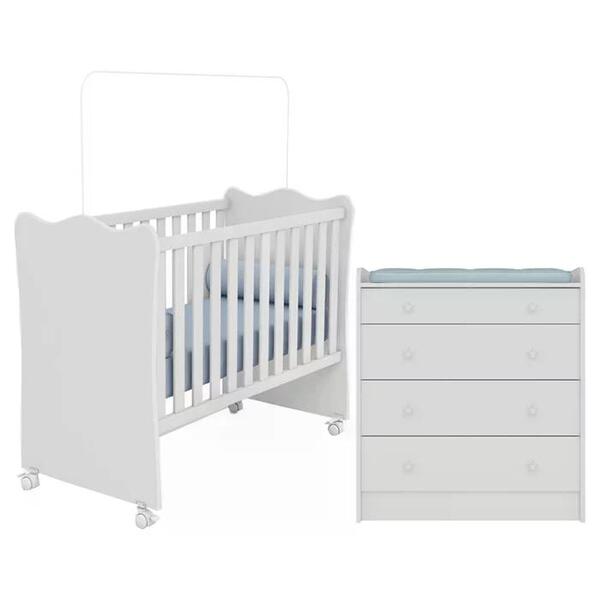 Berço Simples 1 E Comoda 2523 Doce Sonho Com Rodizios Qmovi