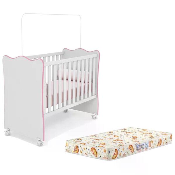 Berço Simples Doce Sonho 1 Com Rodizios E Colchao Qmovi