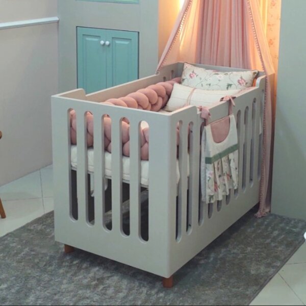 Berço Usy 3 Em 1 Pés Em Madeira Maciça Neve