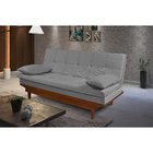 Bicama 1,85m Miami 3 Lugares Madeira Maciça Veludo Cinza Chum