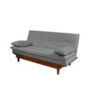 Bicama 1,85m Miami 3 Lugares Madeira Maciça Veludo Cinza Chum