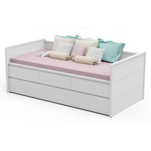 Bicama Baba 3 Gavetas Lais Com Auxiliar Carolina Baby Branco