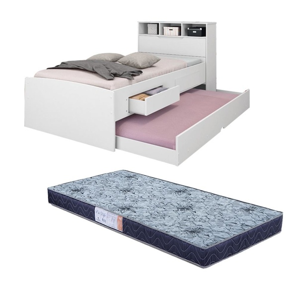 Bicama Baú Ravena 2 Gavetas Branco Com 2 Colchões Pro Life D2