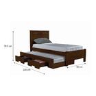 Bicama Bibox Star Com 2 Gavetas Leifer Braúna