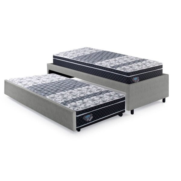 Bicama Box Solteirão 96x203cm Courino Com Dois Colchões Gran