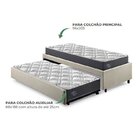 Bicama Box Solteirão 96x203cm Linho Com Dois Colchões Adapto
