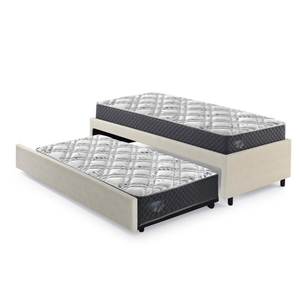 Bicama Box Solteiro 88x188cm Courino Com Dois Colchões Adapto