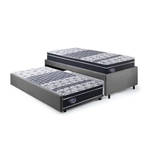 Bicama Box Solteiro 88x188cm Suede Com Dois Colchões Gran Sle