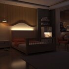 Bicama Casal Infantil Reversível Em Led Com Rattan E Grade Pa