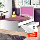 Bicama Com 2 Colchões Solteiro Branco E Rosa Luara Cambel